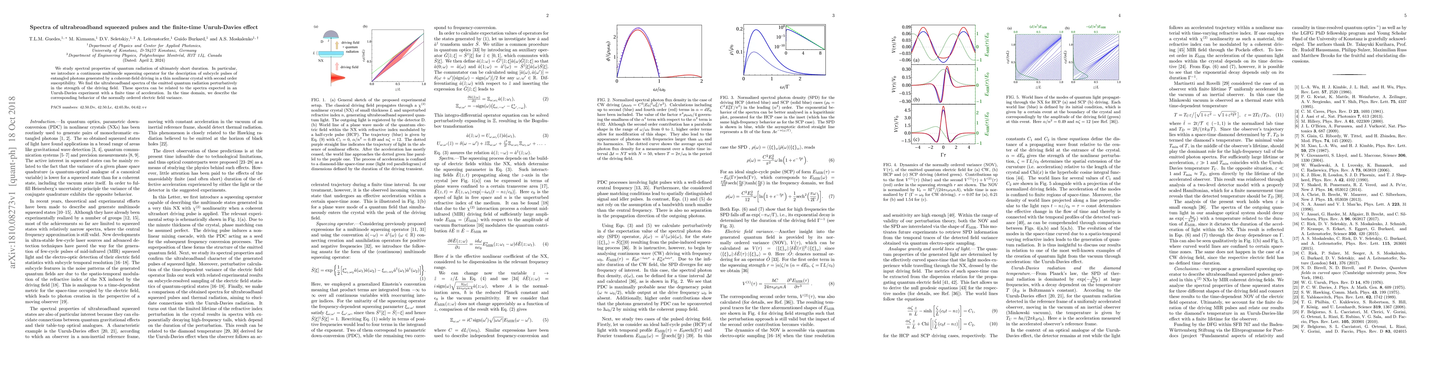 Thumbnail for Spectra of ultrabroadband squeezed pulses and the finite-time
  Unruh-Davies effect