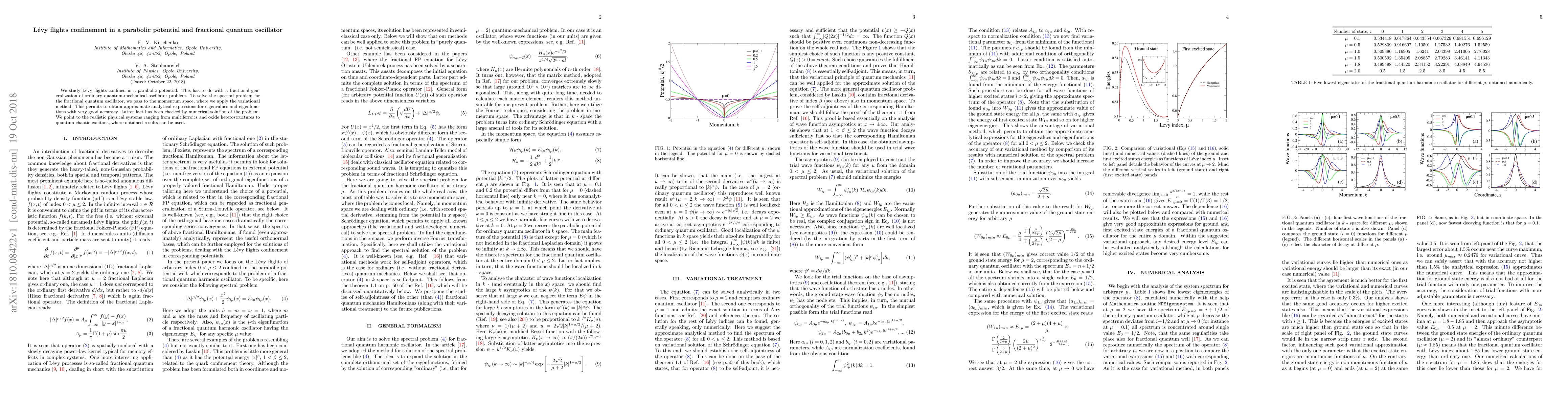 Thumbnail for L\'evy flights confinement in a parabolic potential and fractional
  quantum oscillator