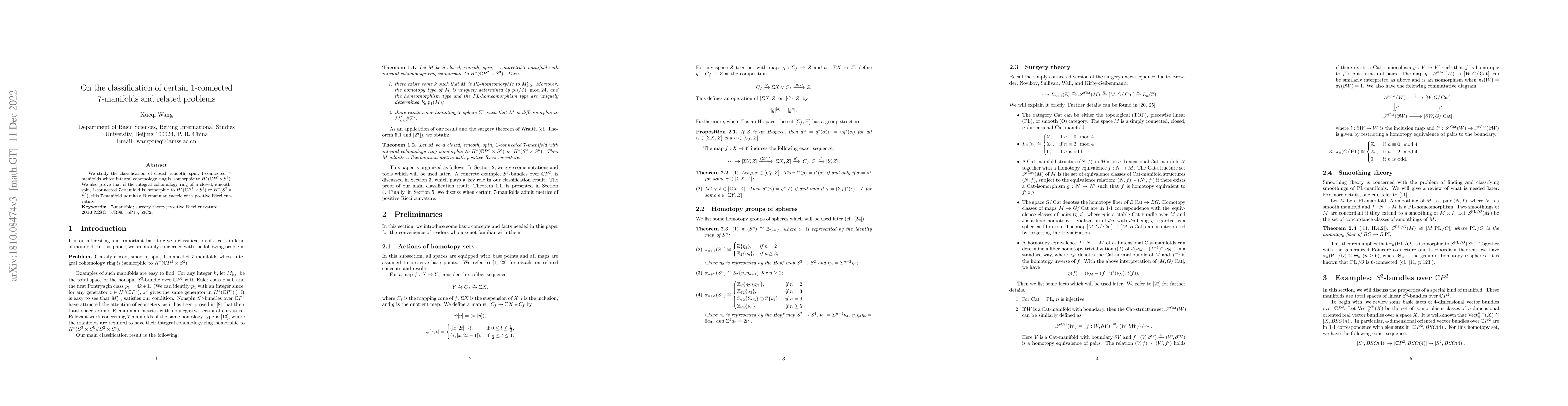 Thumbnail for On the classification of certain 1-connected 7-manifolds and related
  problems