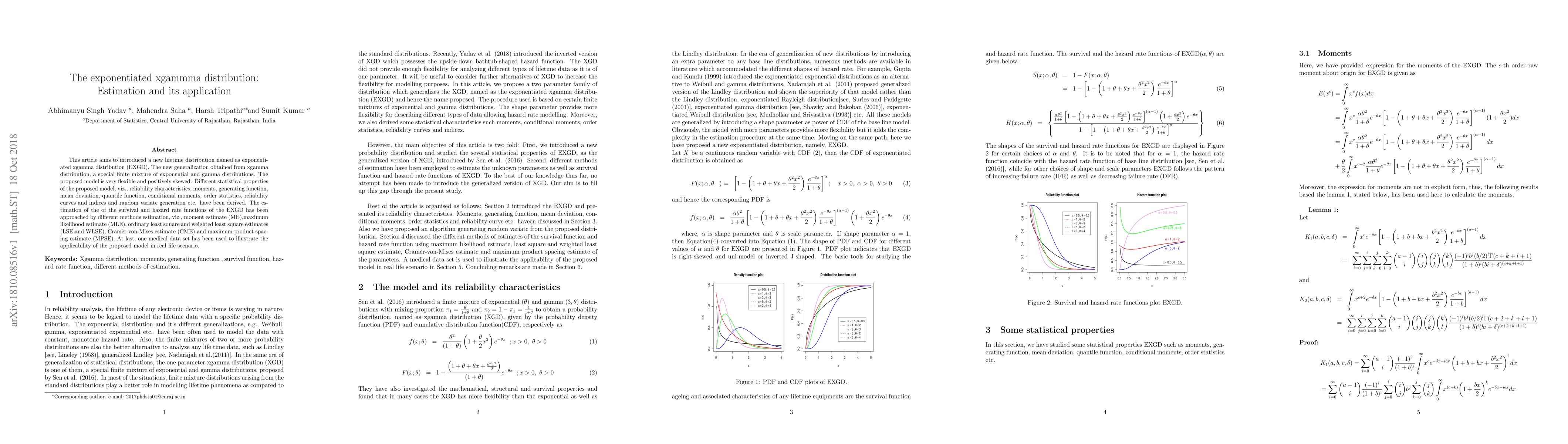 Thumbnail for The exponentiated xgammma distribution: Estimation and its application