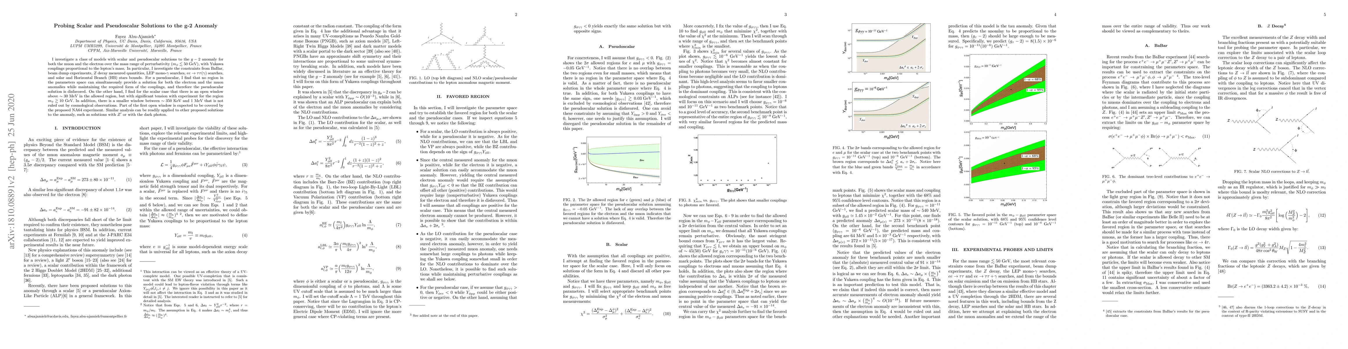 Thumbnail for Probing Scalar and Pseudoscalar Solutions of the g-2 Anomaly