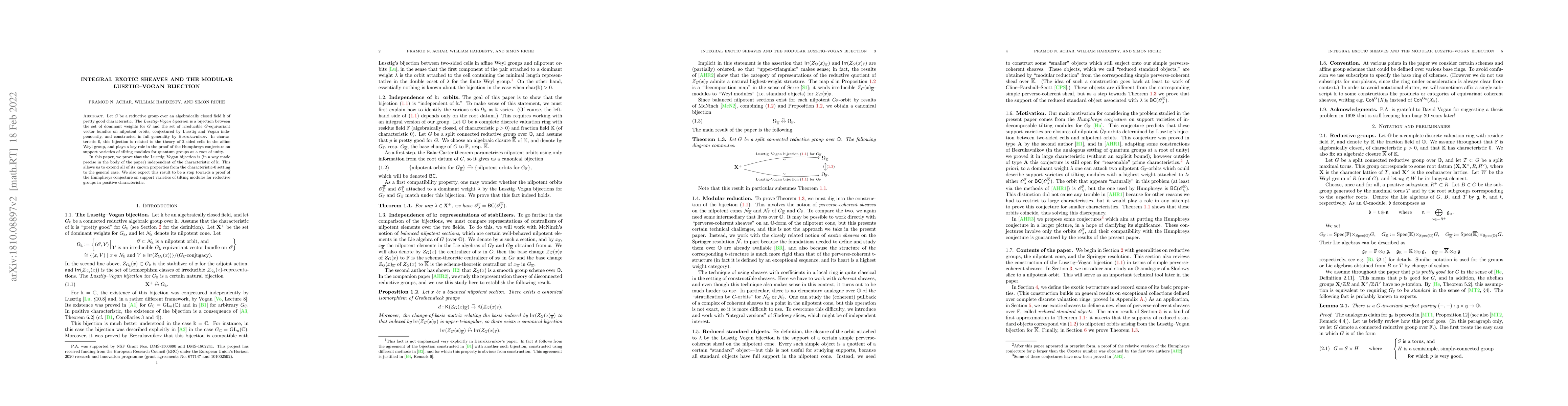 Thumbnail for Integral exotic sheaves and the modular Lusztig-Vogan bijection