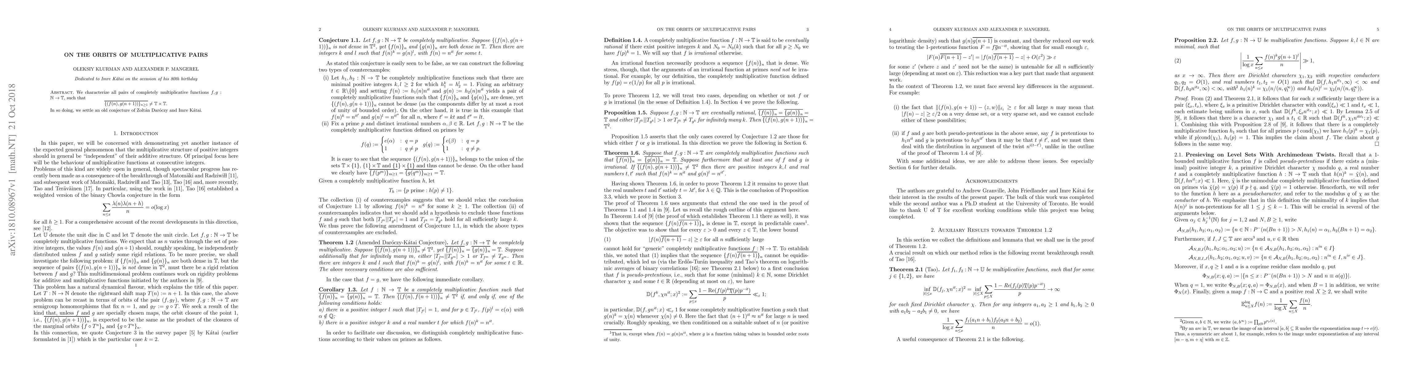 Thumbnail for On the Orbits of Multiplicative Pairs