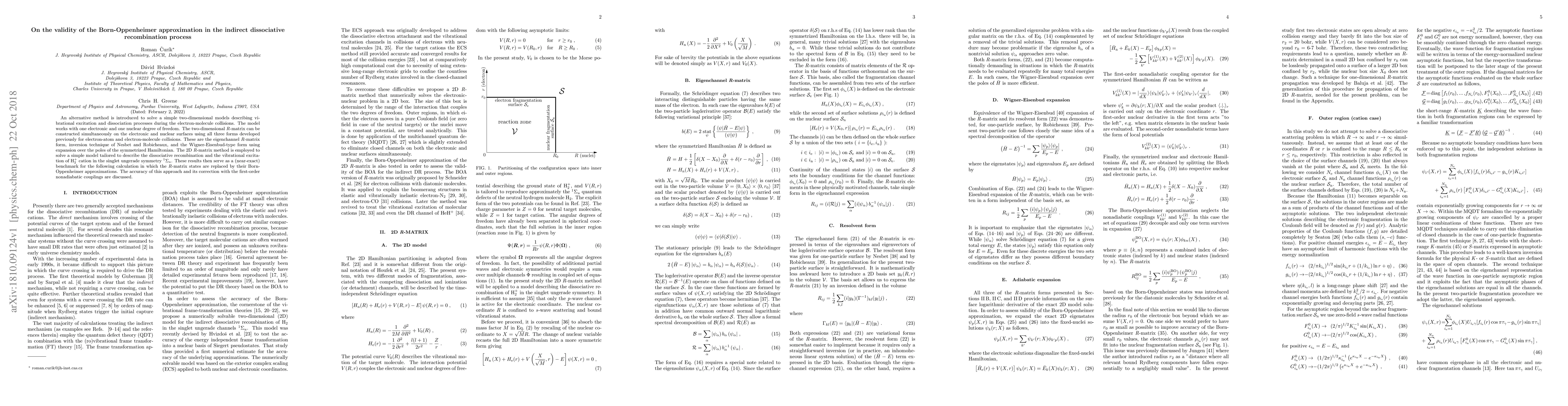 Thumbnail for On the validity of the Born-Oppenheimer approximation in the indirect
  dissociative recombination process