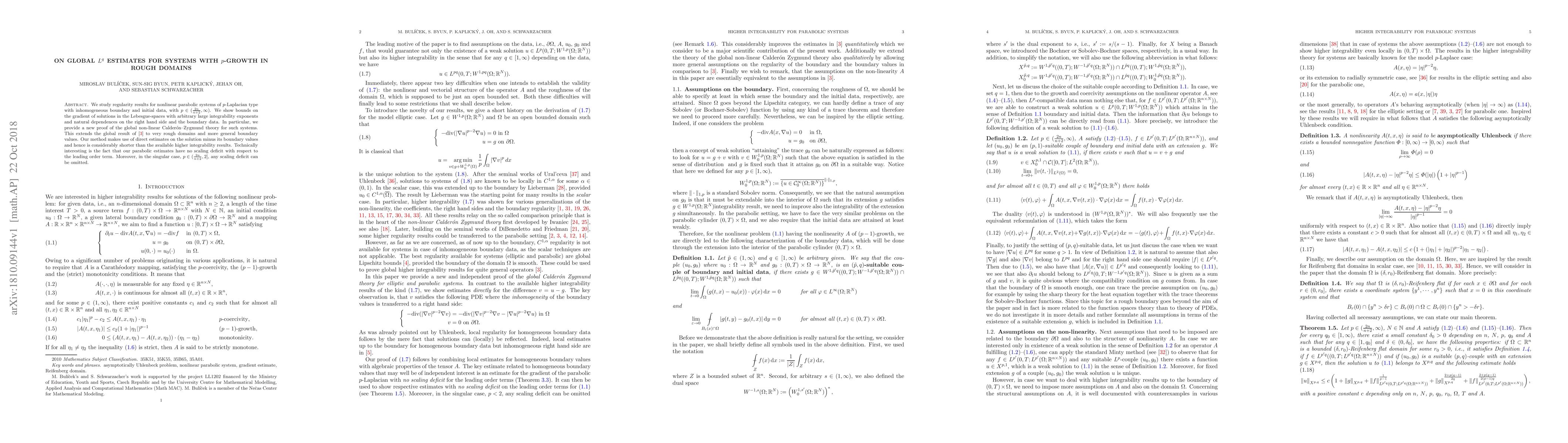 Thumbnail for On global $L^q$ estimates for systems with $p$-growth in rough domains