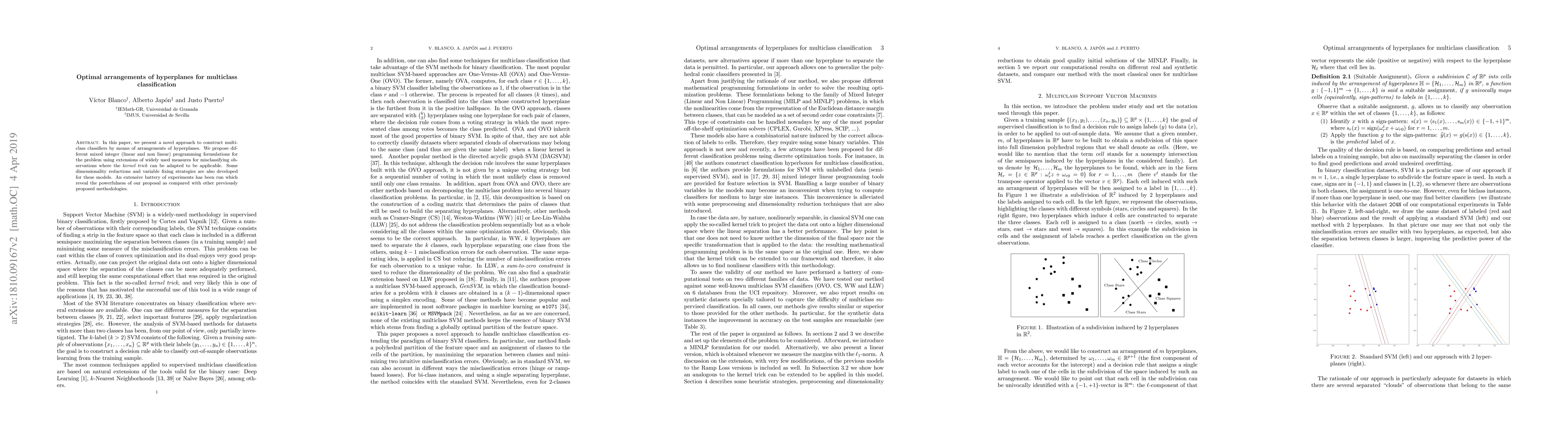 Thumbnail for Optimal arrangements of hyperplanes for multiclass classification