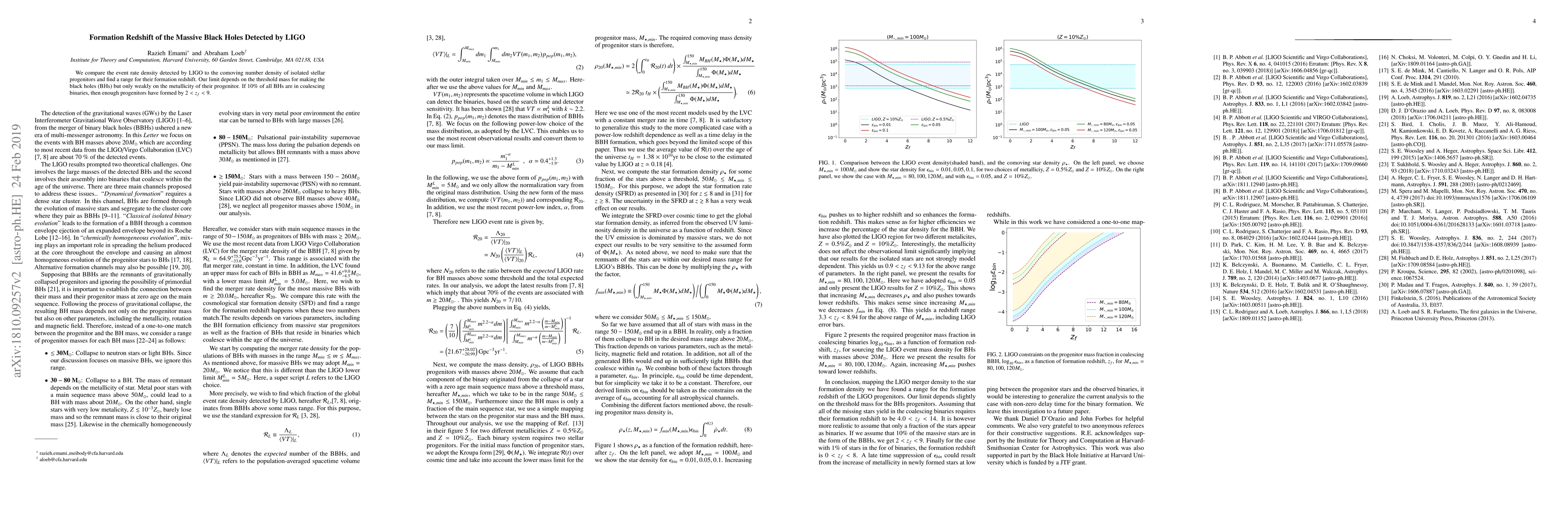 Thumbnail for Formation Redshift of the Massive Black Holes Detected by LIGO