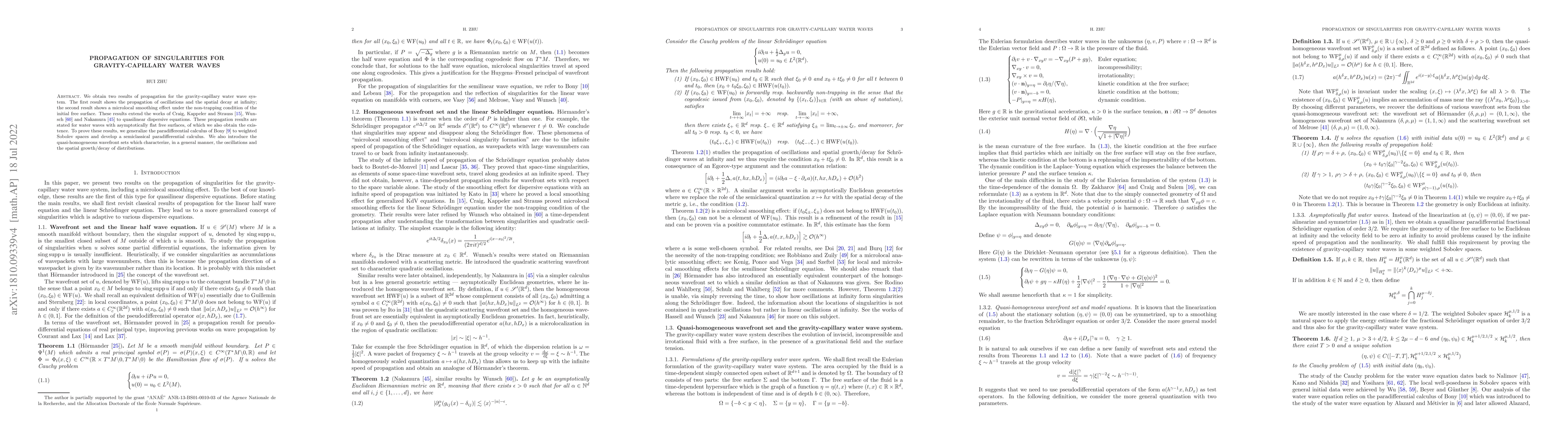 Thumbnail for Propagation of singularities for gravity-capillary water waves