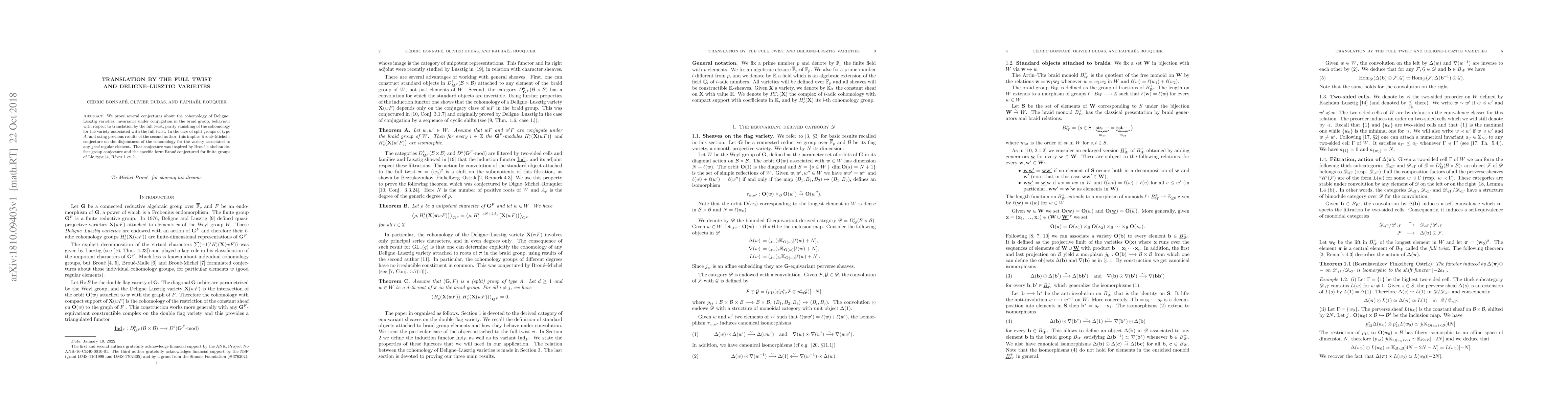 Thumbnail for Translation by the full twist and Deligne-Lusztig varieties