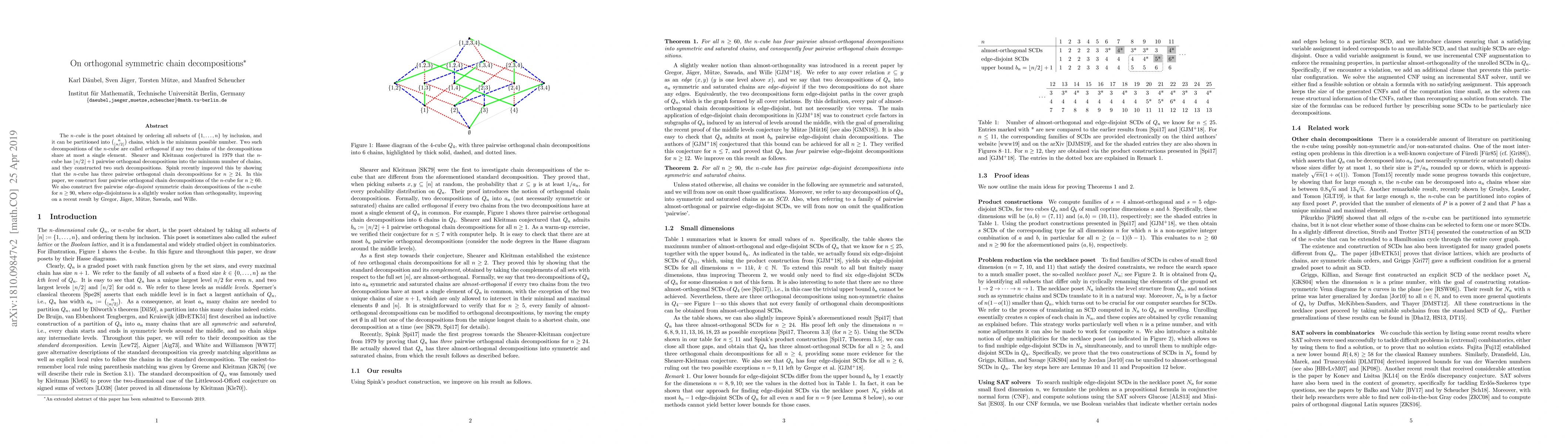 Thumbnail for On orthogonal symmetric chain decompositions