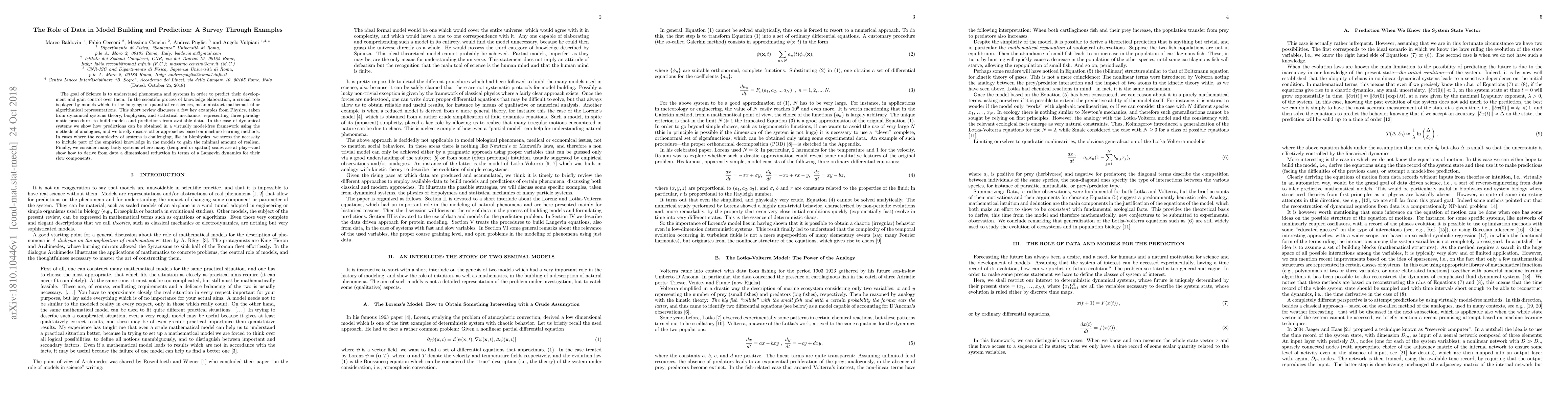 Thumbnail for The Role of Data in Model Building and Prediction: A Survey Through
  Examples