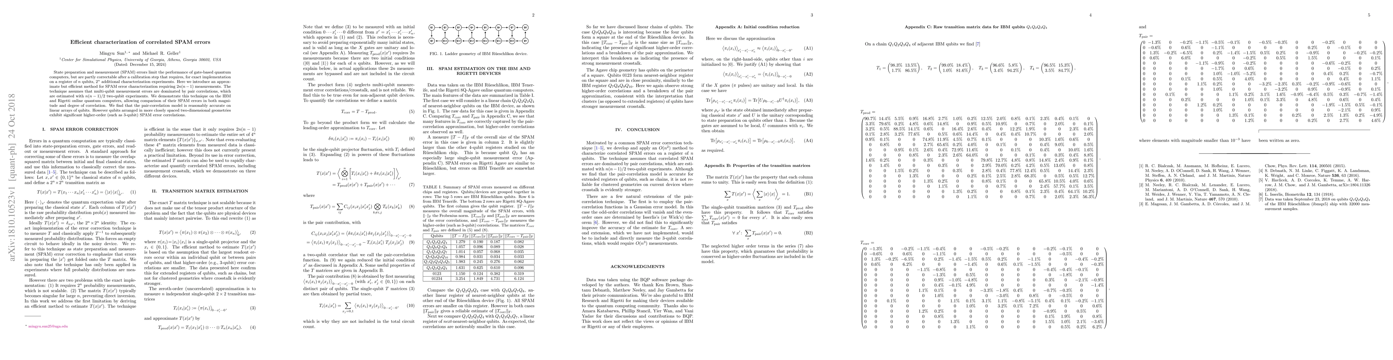 Thumbnail for Efficient characterization of correlated SPAM errors