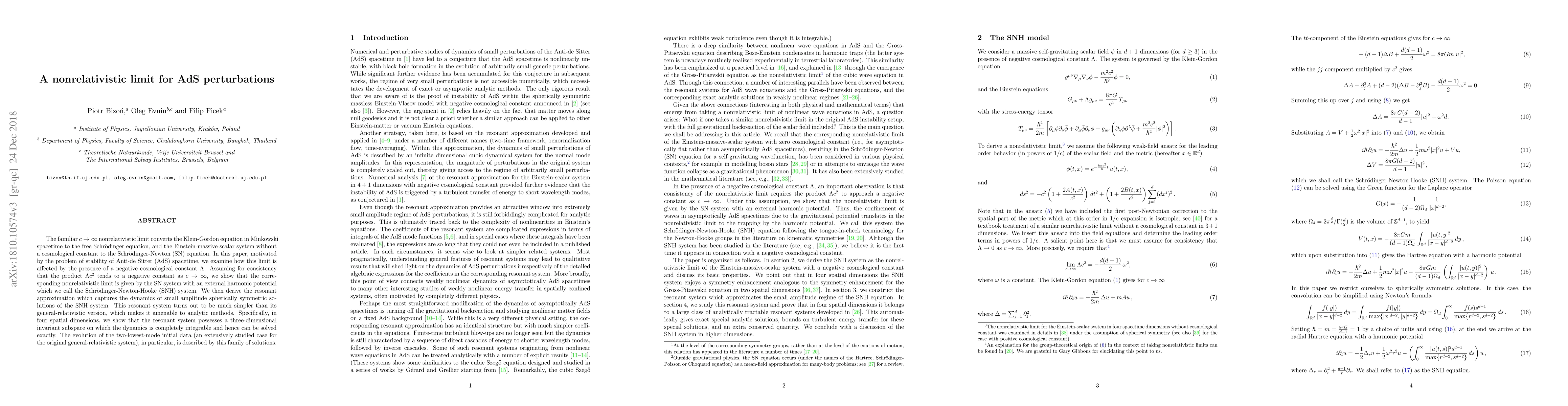 Thumbnail for A nonrelativistic limit for AdS perturbations