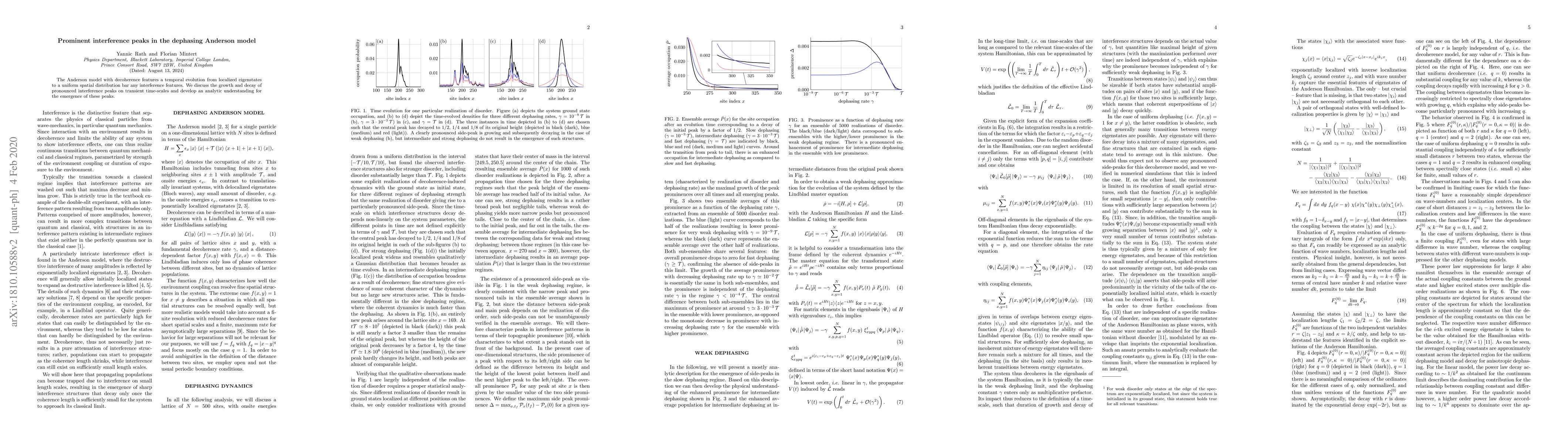 Thumbnail for Prominent interference peaks in the dephasing Anderson model