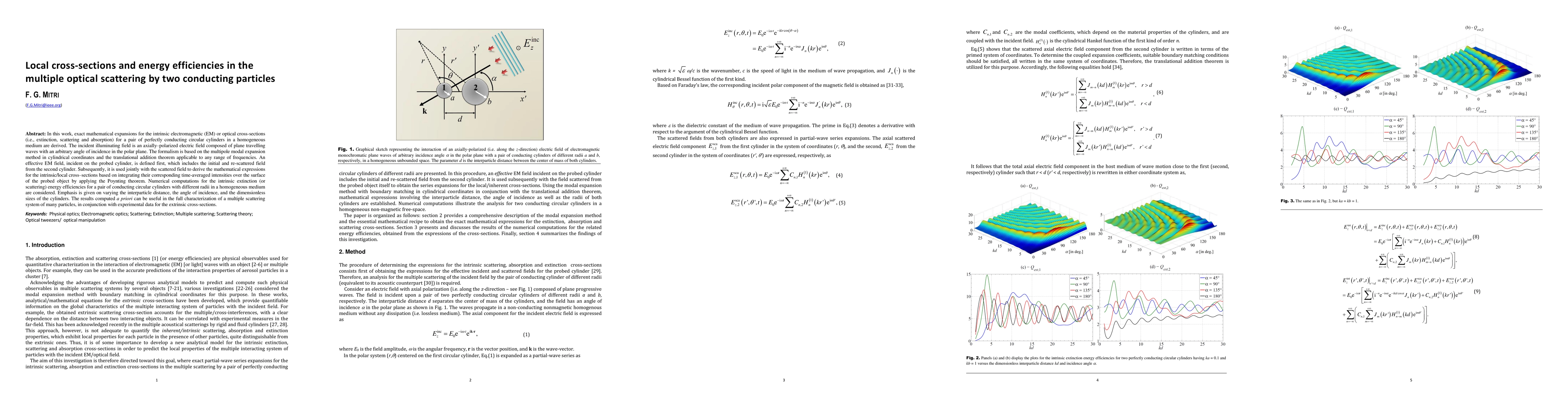 Thumbnail for Local cross-sections and energy efficiencies in the multiple optical
  scattering by two conducting particles