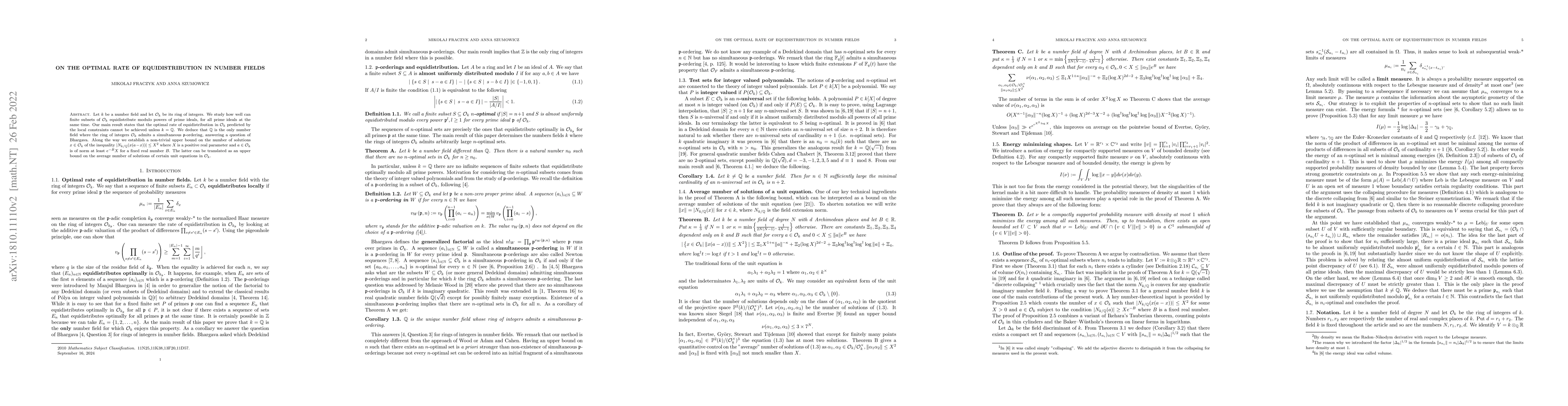 Thumbnail for On the optimal rate of equidistribution in number fields