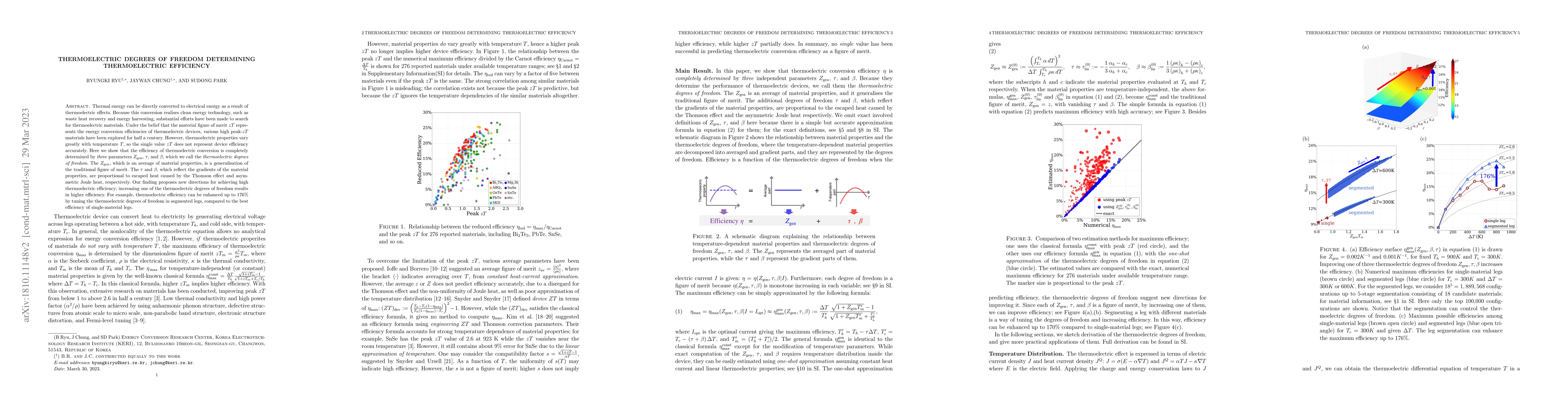 Thumbnail for Thermoelectric degrees of freedom determining thermoelectric efficiency