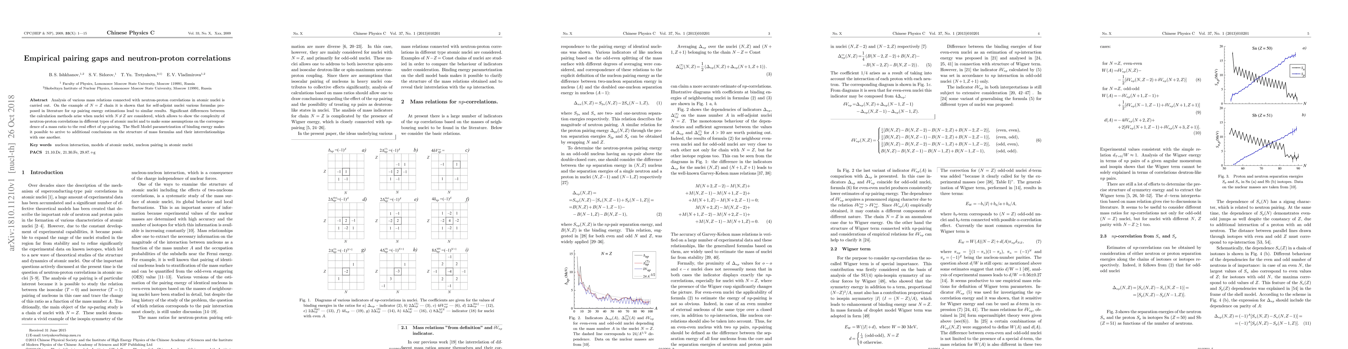 Thumbnail for Empirical pairing gaps and neutron-proton correlations