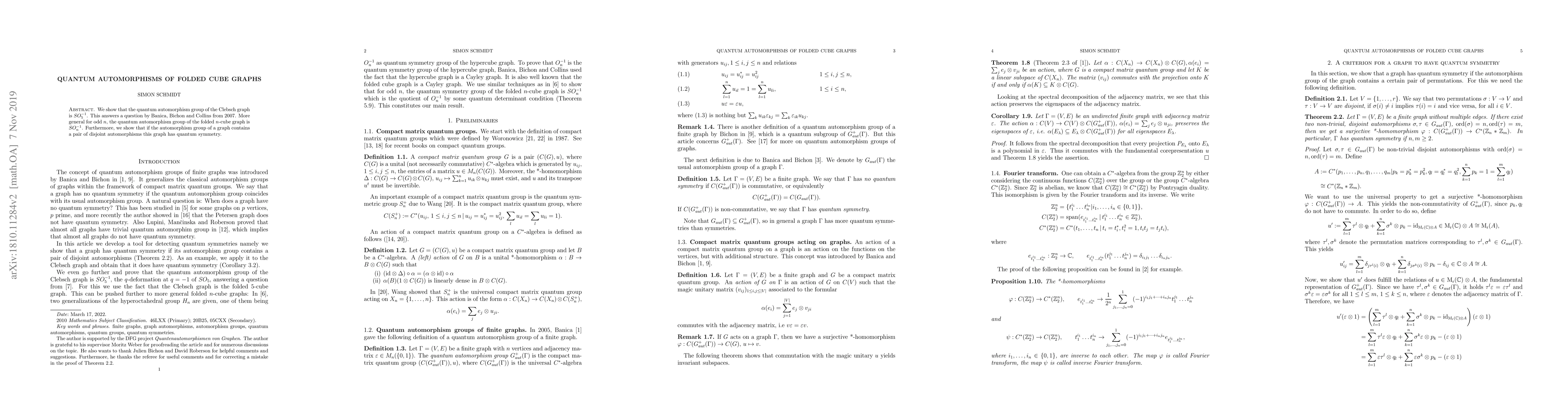 Thumbnail for Quantum automorphisms of folded cube graphs