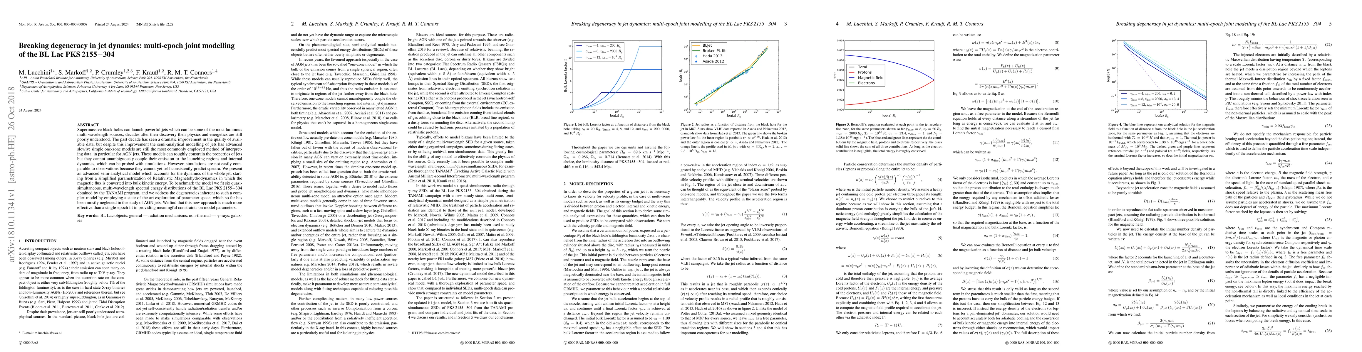 Thumbnail for Breaking degeneracy in jet dynamics: multi-epoch joint modelling of the
  BL Lac PKS 2155-304