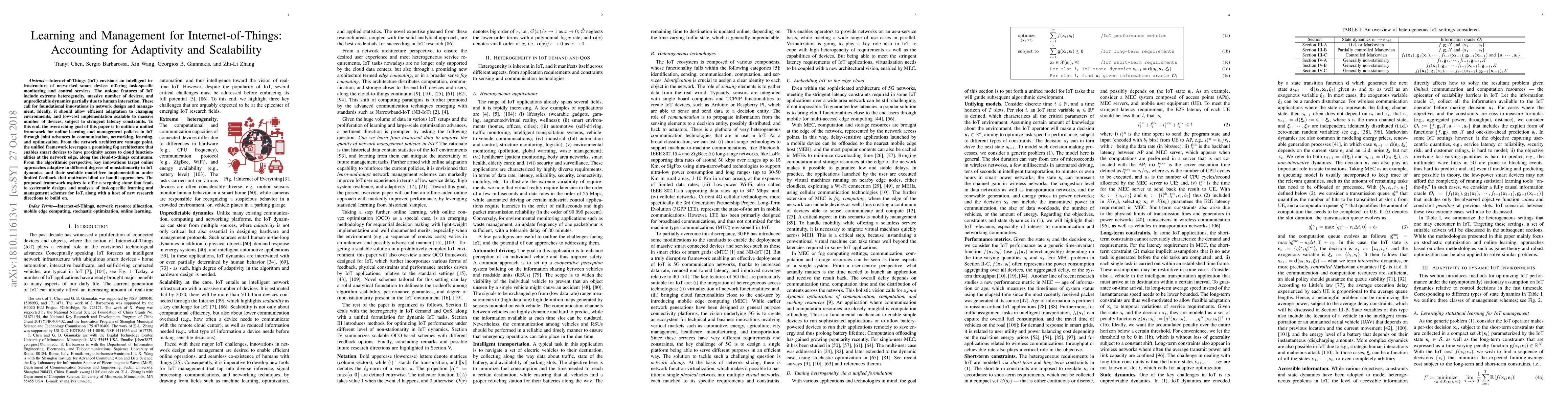 Thumbnail for Learning and Management for Internet-of-Things: Accounting for
  Adaptivity and Scalability