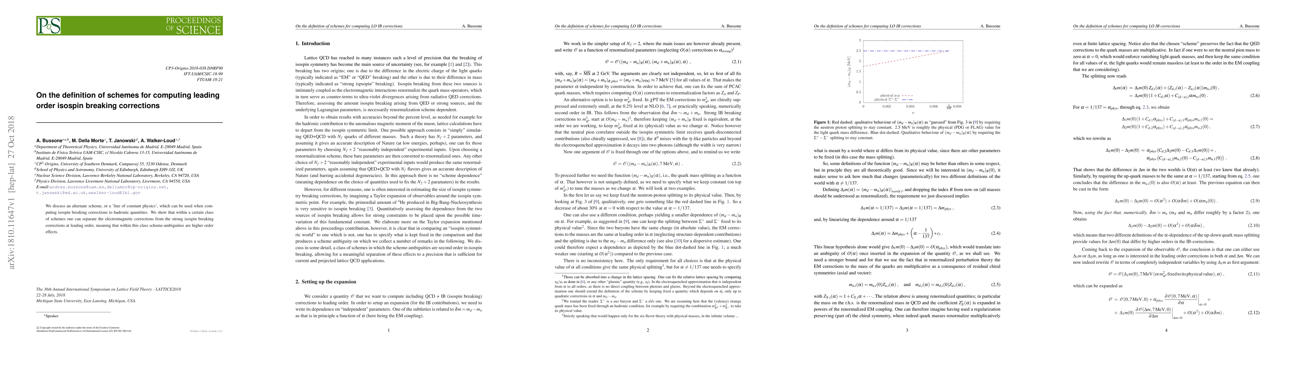 Thumbnail for On the definition of schemes for computing leading order isospin
  breaking corrections