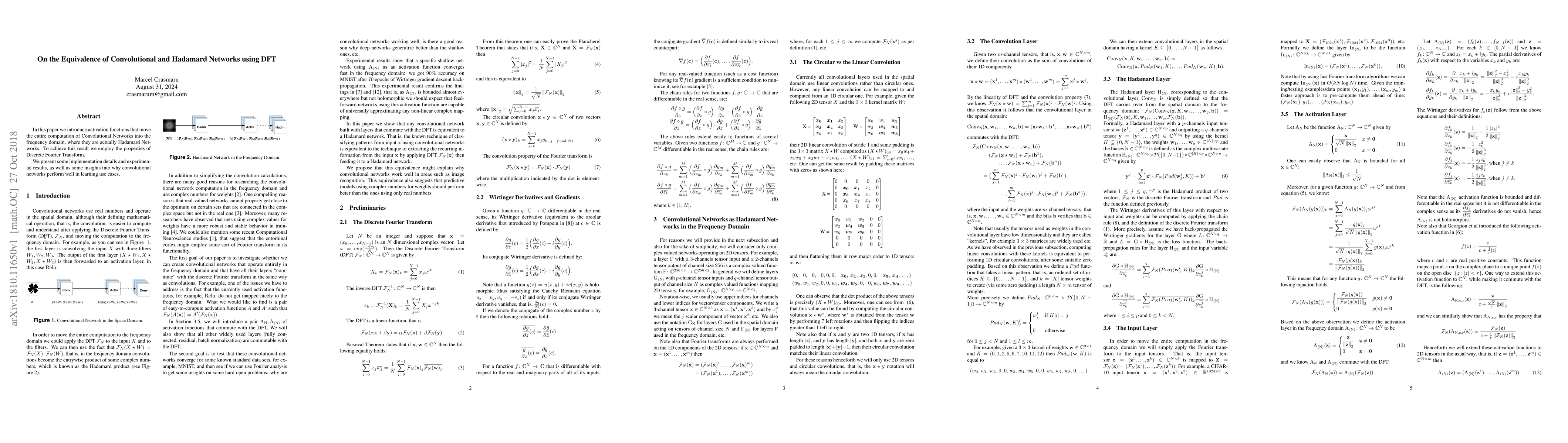 Thumbnail for On the Equivalence of Convolutional and Hadamard Networks using DFT