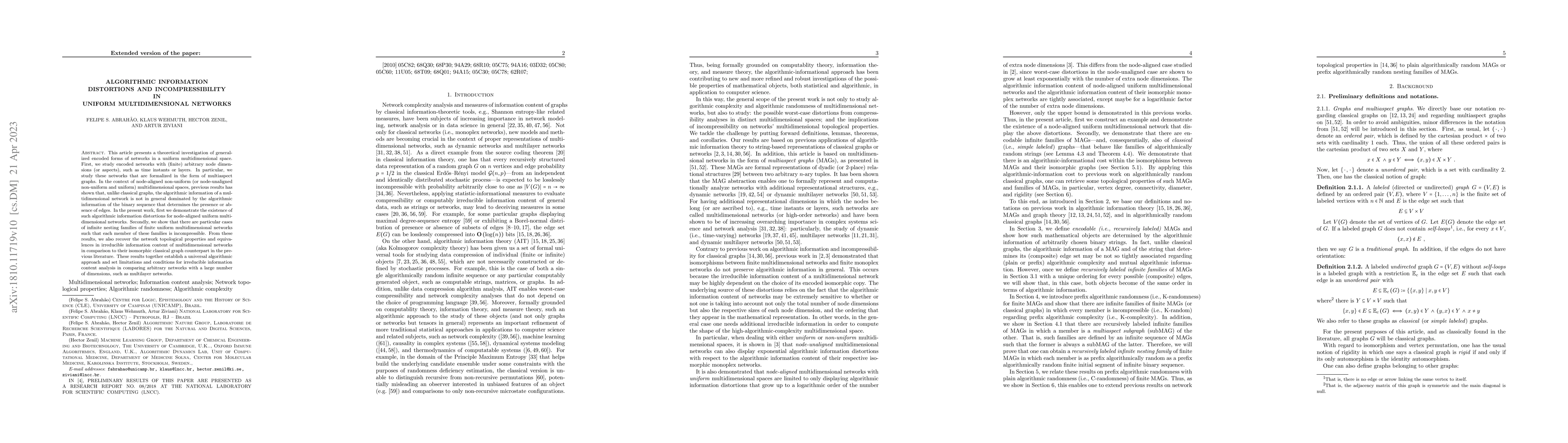 Thumbnail for Algorithmic information distortions and incompressibility in uniform
  multidimensional networks