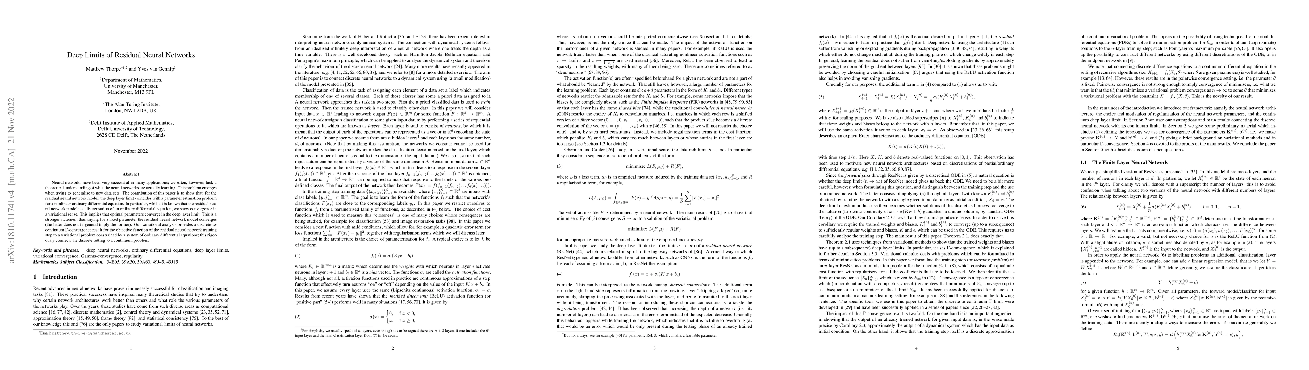 Thumbnail for Deep Limits of Residual Neural Networks