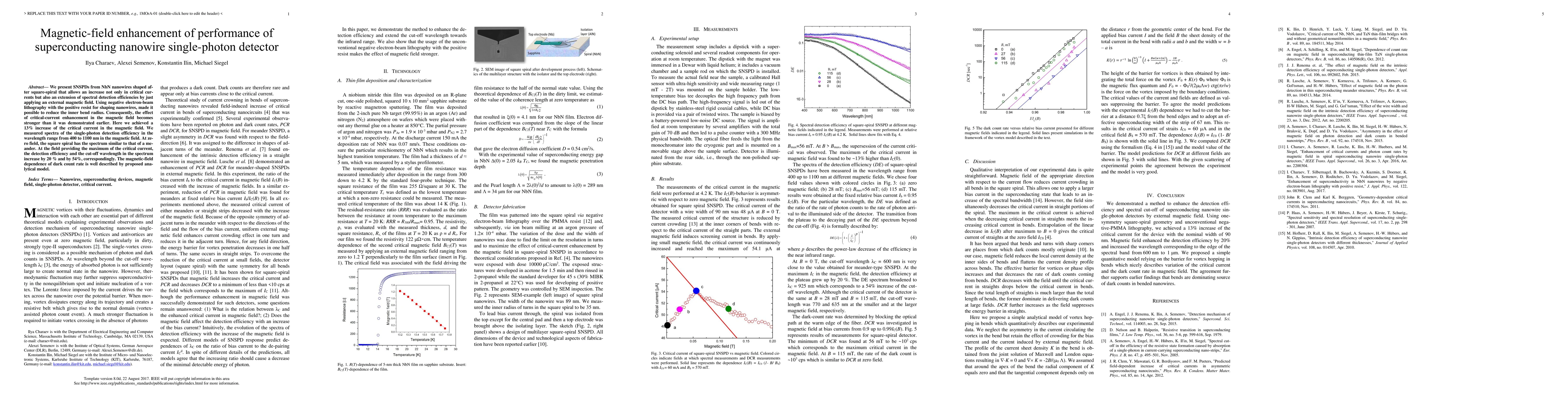 Thumbnail for Magnetic-field enhancement of performance of superconducting nanowire
  single-photon detector