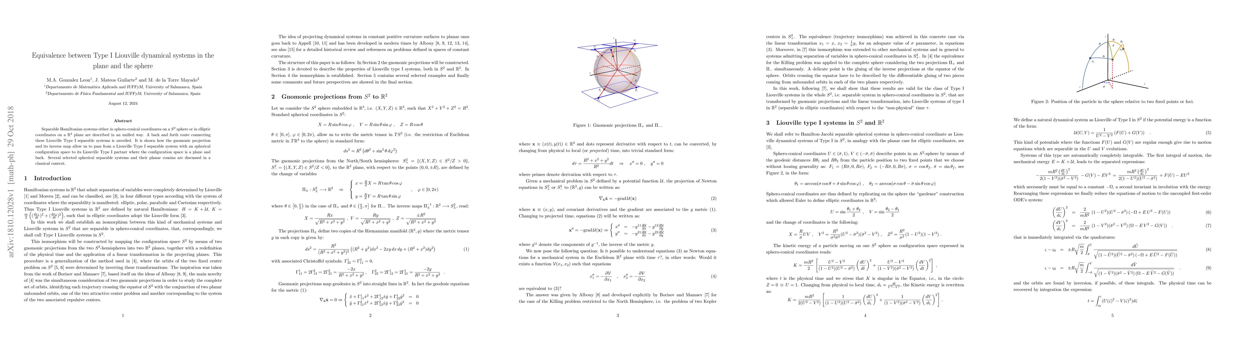 Thumbnail for Equivalence between Type I Liouville dynamical systems in the plane and
  the sphere