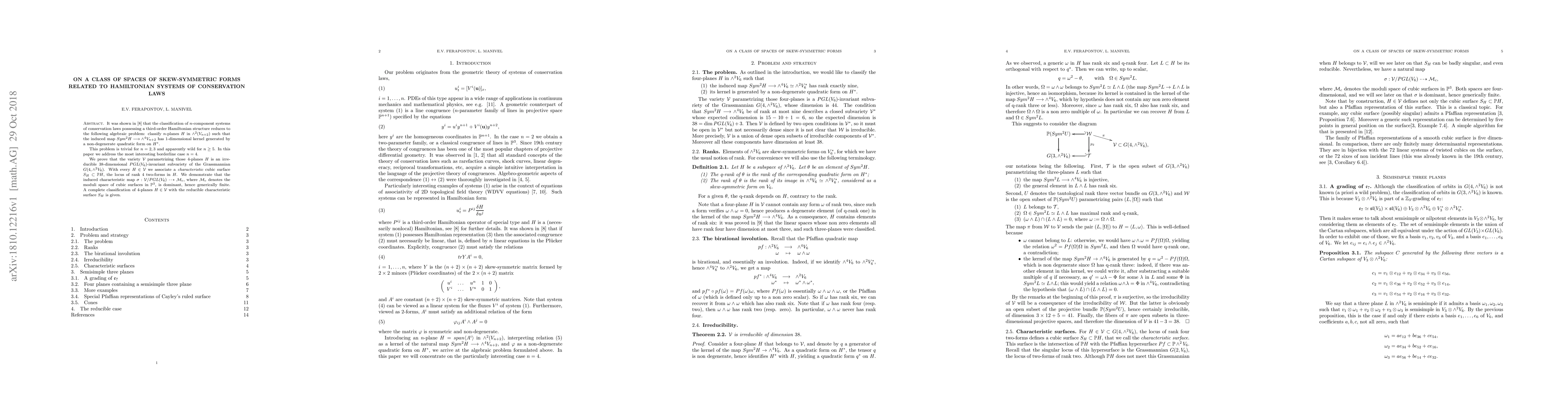 Thumbnail for On a class of spaces of skew-symmetric forms related to Hamiltonian
  systems of conservation laws