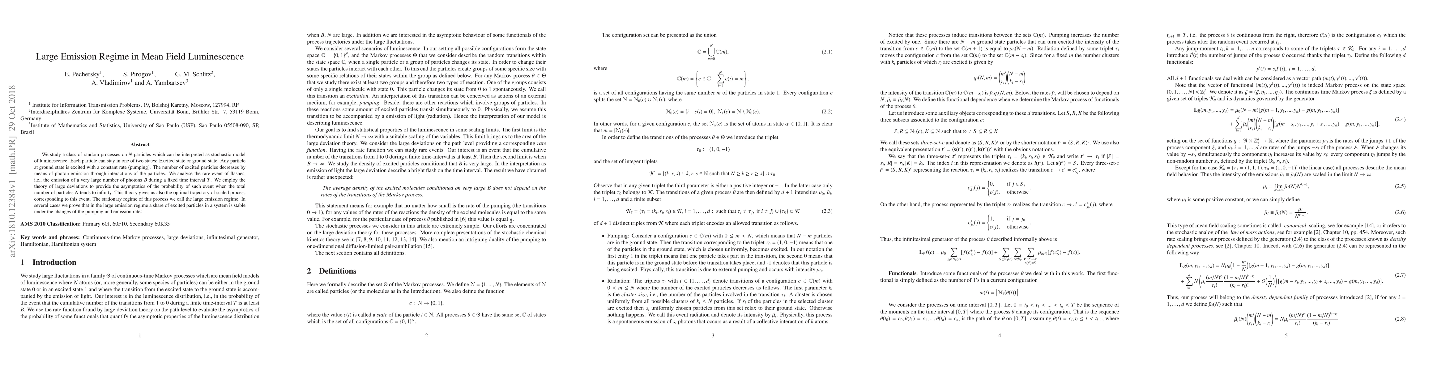 Thumbnail for Large Emission Regime in Mean Field Luminescence