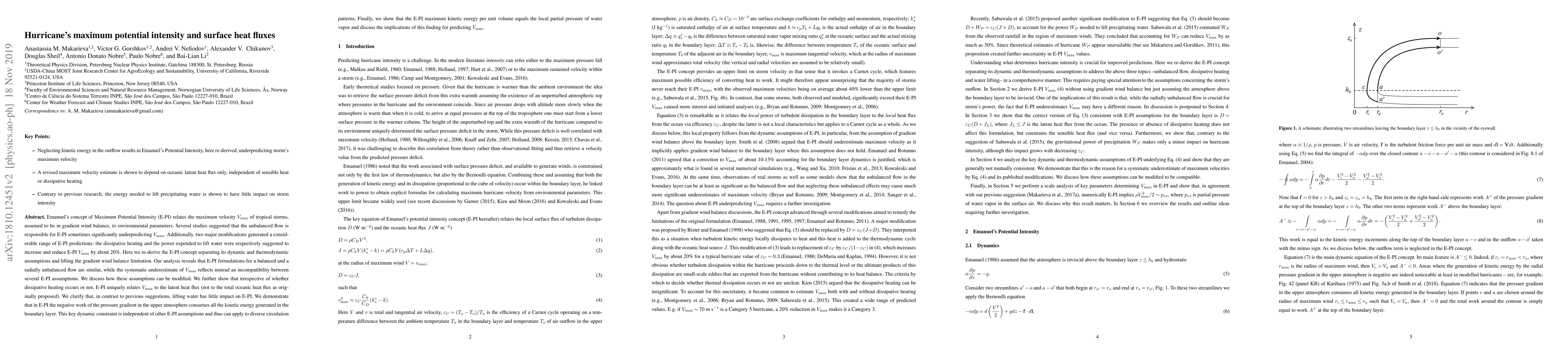 Thumbnail for Hurricane's maximum potential intensity and surface heat fluxes