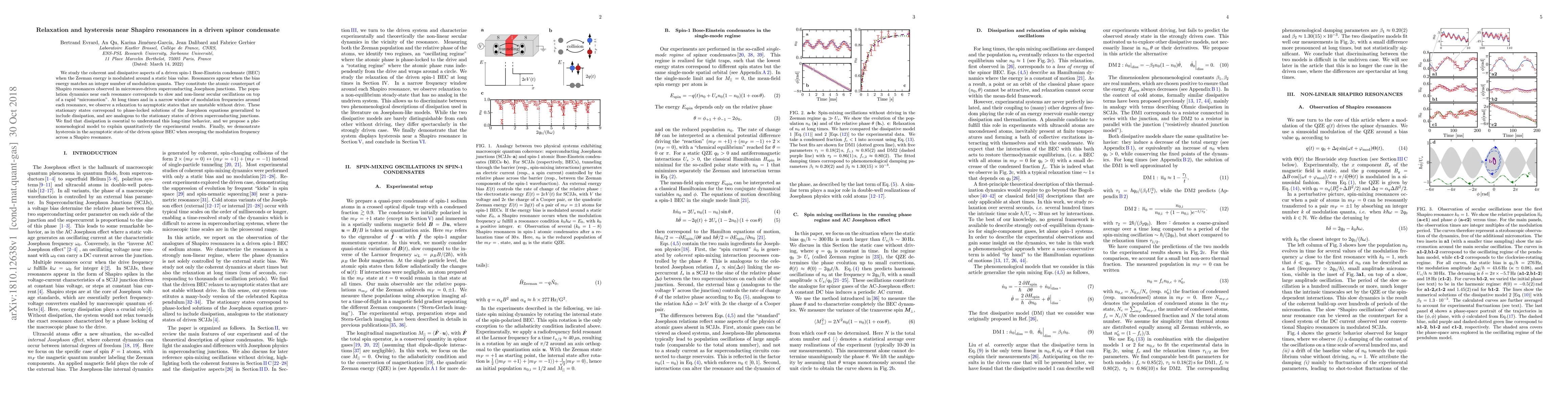 Thumbnail for Relaxation and hysteresis near Shapiro resonances in a driven spinor
  condensate