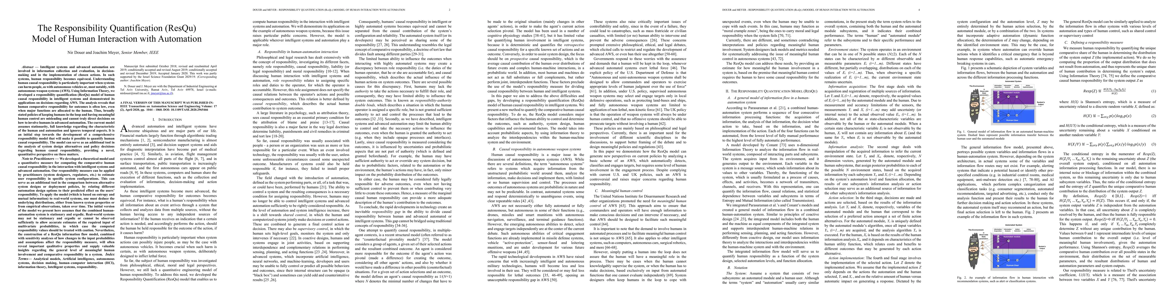 Thumbnail for The Responsibility Quantification (ResQu) Model of Human Interaction
  with Automation