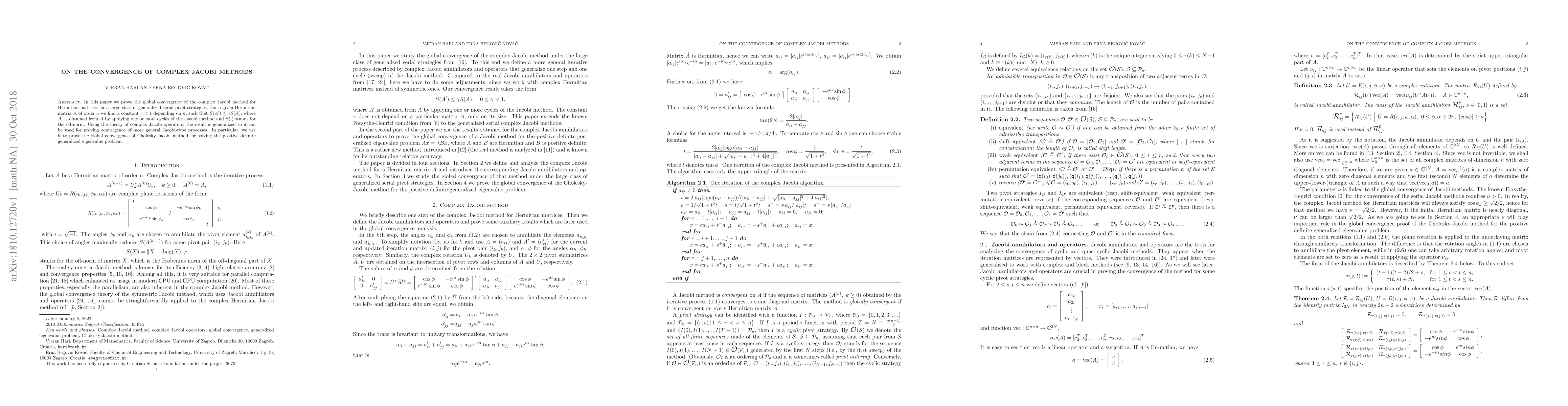 Thumbnail for On the convergence of complex Jacobi methods
