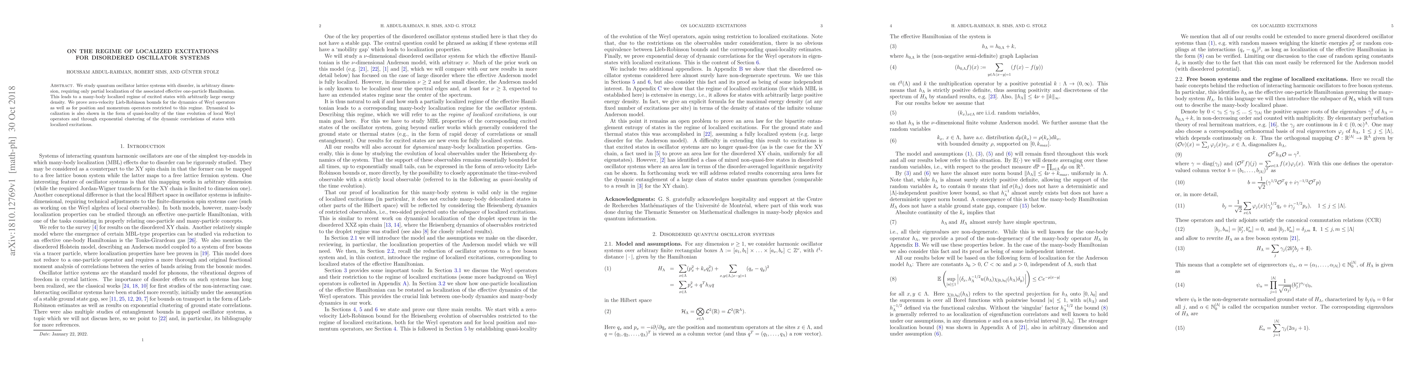 Thumbnail for On the Regime of Localized Excitations for Disordered Oscillator Systems