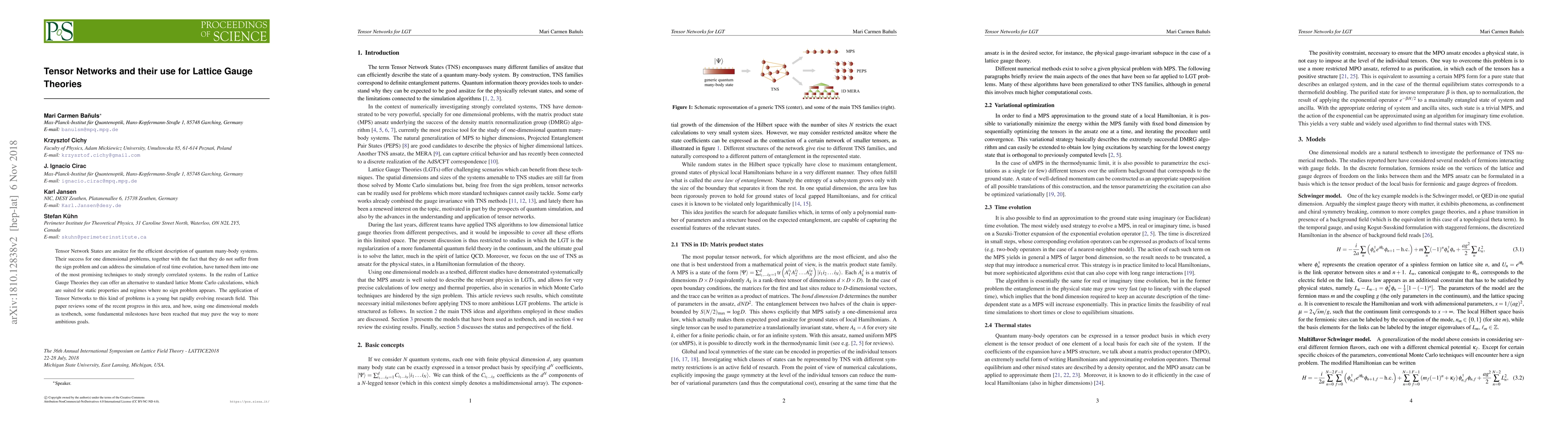 Thumbnail for Tensor Networks and their use for Lattice Gauge Theories