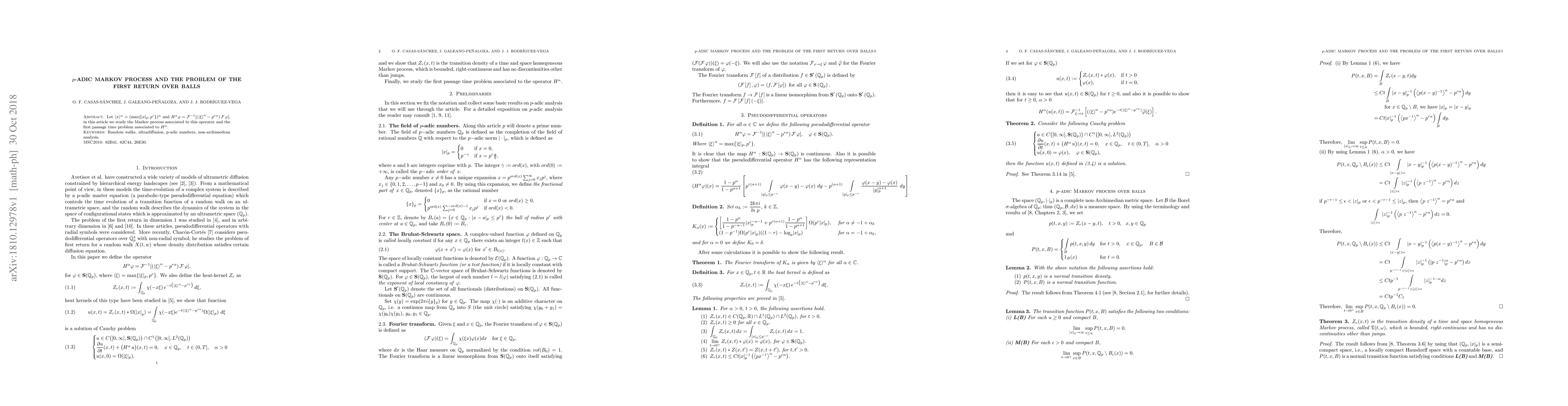Thumbnail for P-adic Markov process and the problem of the first return over balls