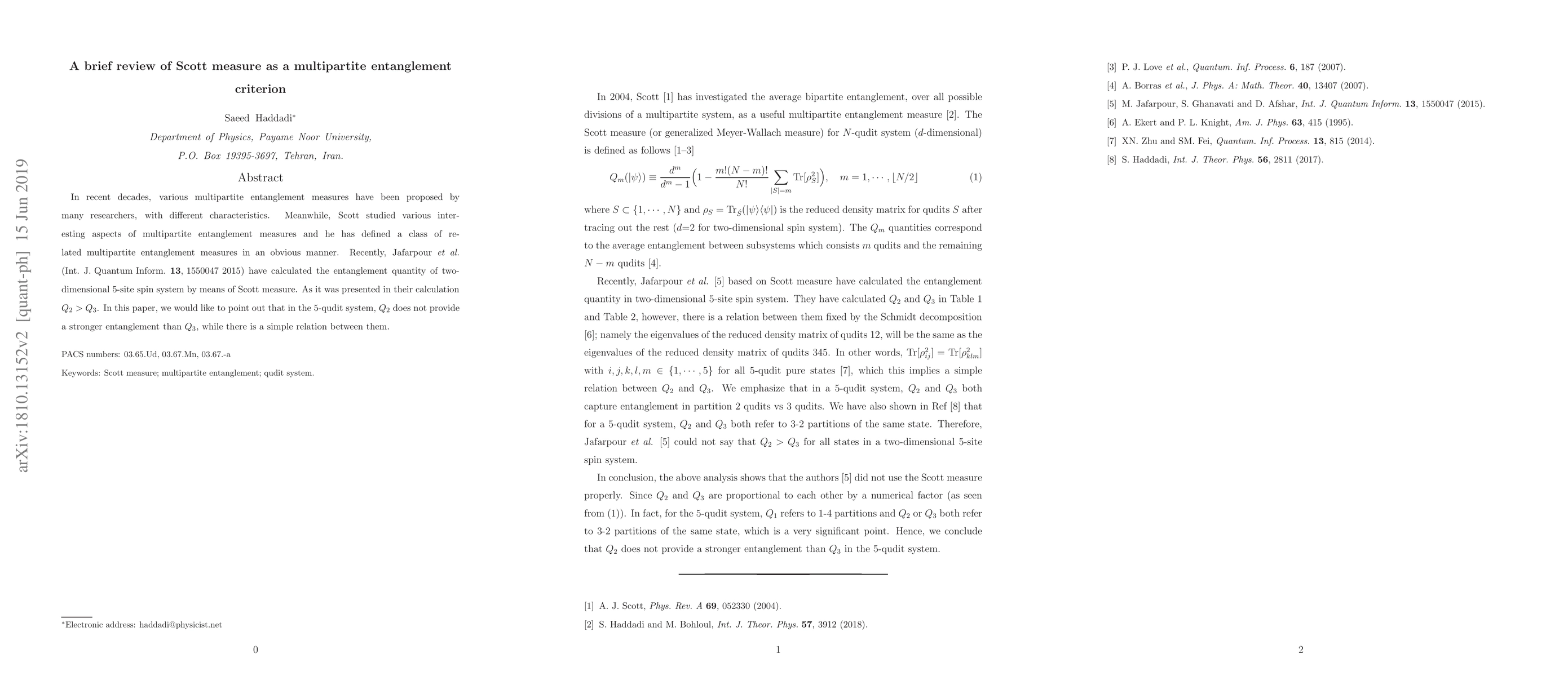 Thumbnail for A brief review of Scott measure as a multipartite entanglement criterion