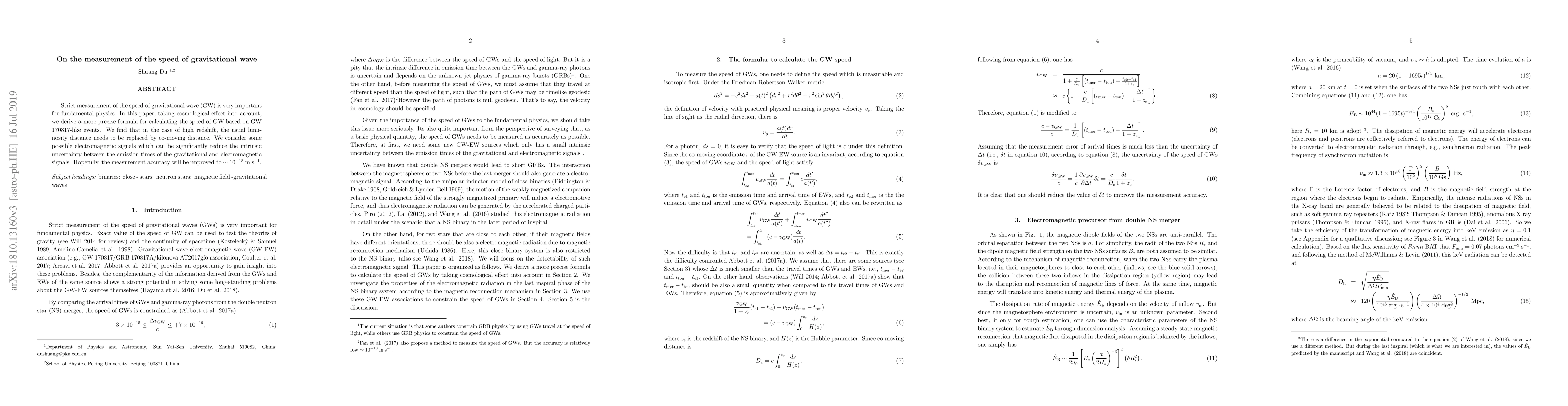 Thumbnail for On the measurement of the speed of gravitational wave