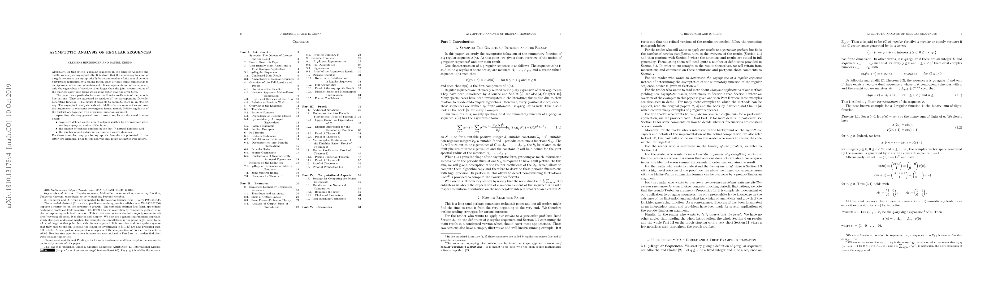 Thumbnail for Asymptotic Analysis of Regular Sequences