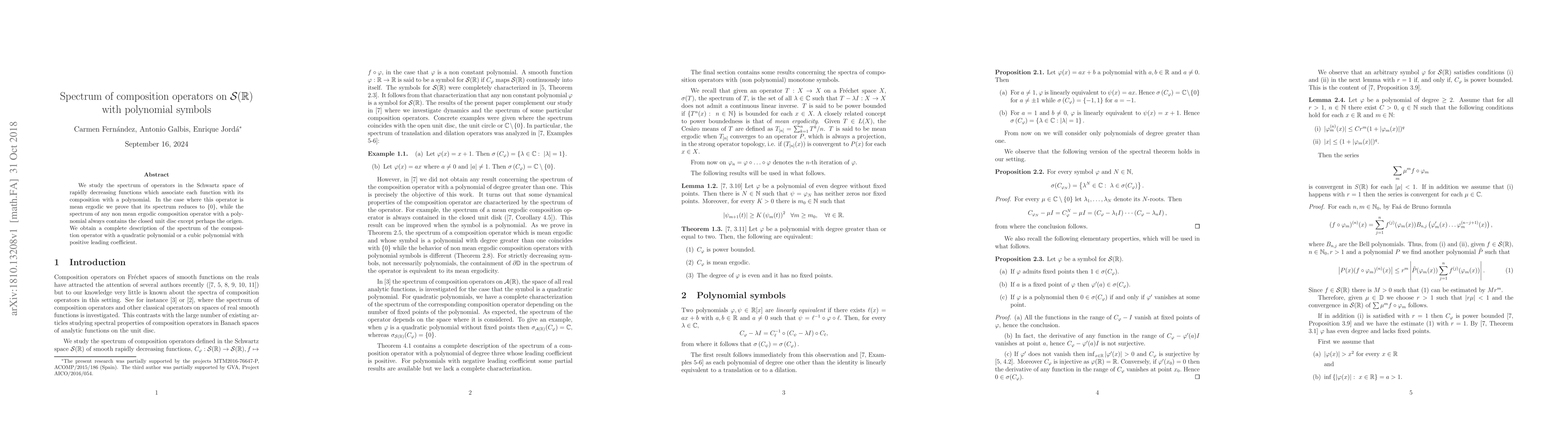 Thumbnail for Spectrum of composition operators on ${\mathcal S}({\mathbb R})$ with
  polynomial symbols