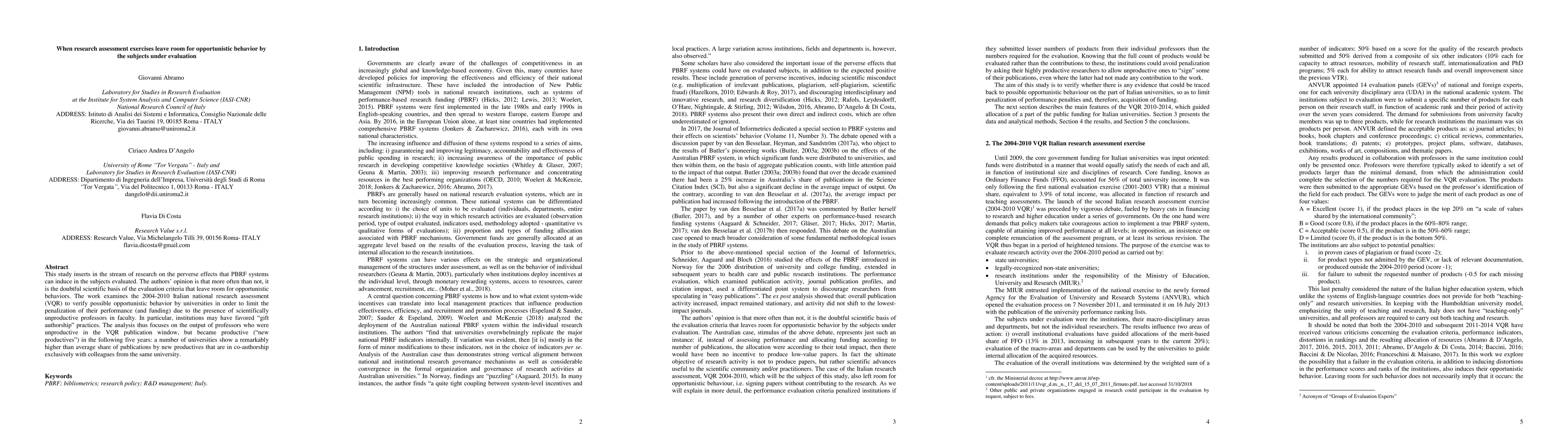 Thumbnail for When research assessment exercises leave room for opportunistic behavior
  by the subjects under evaluation