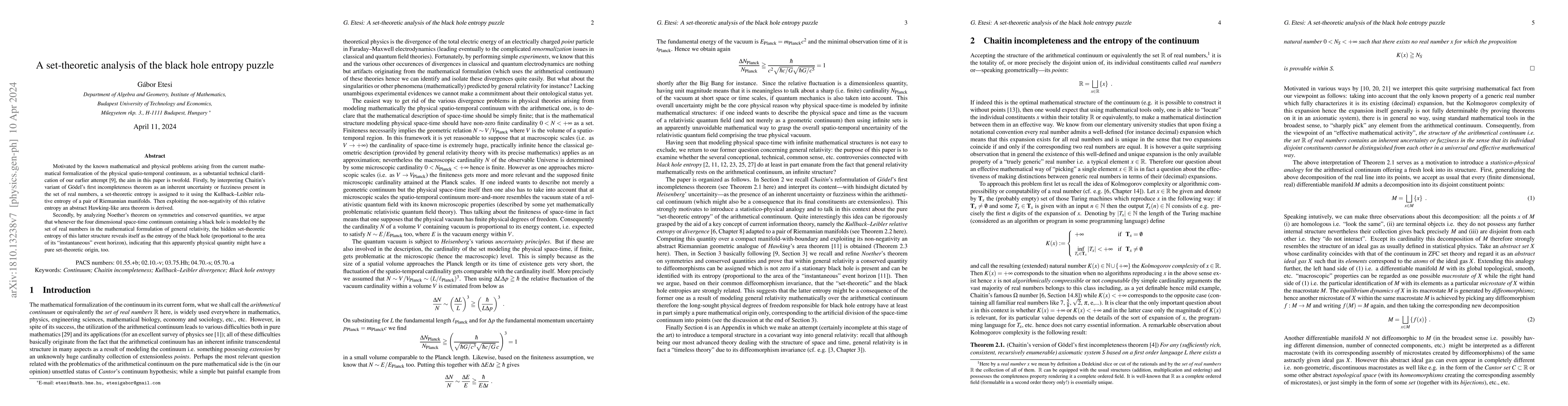 Thumbnail for A set-theoretic analysis of the black hole entropy puzzle