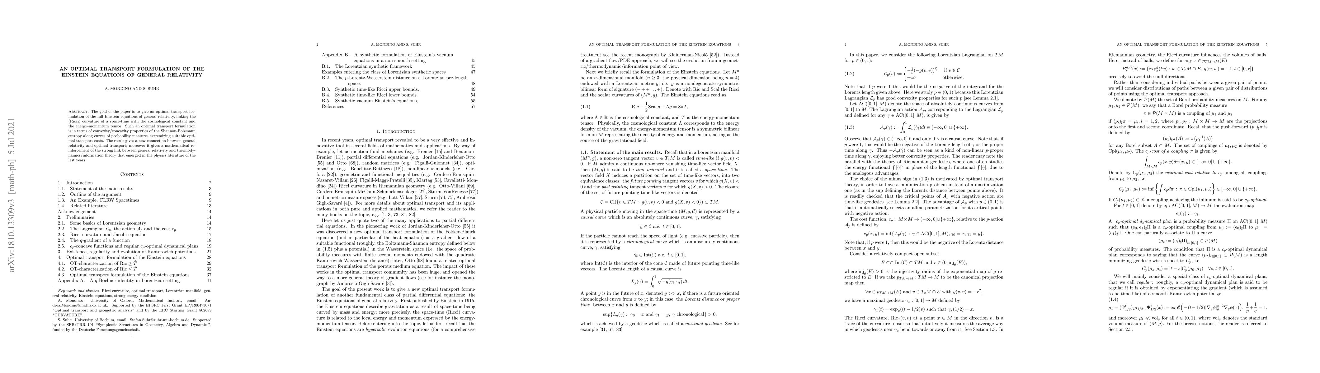 Thumbnail for An optimal transport formulation of the Einstein equations of general
  relativity