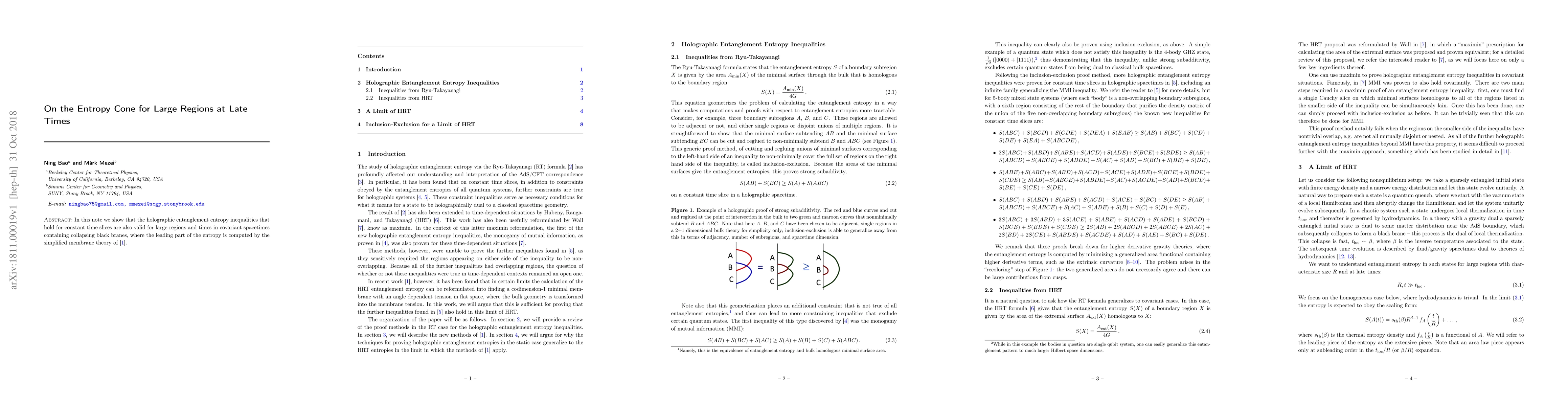 Thumbnail for On the Entropy Cone for Large Regions at Late Times