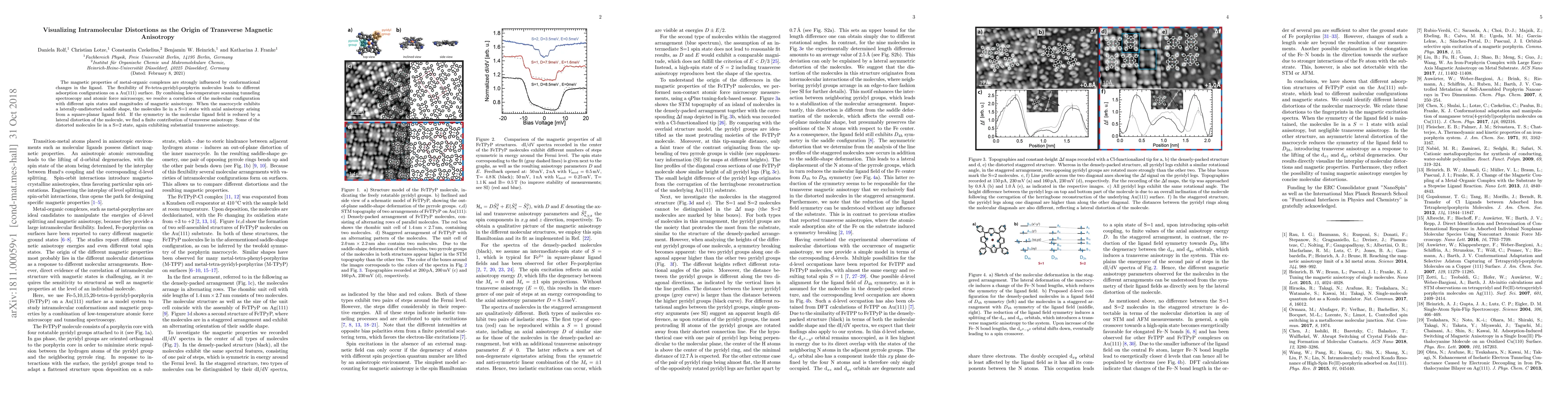 Thumbnail for Visualizing Intramolecular Distortions as the Origin of Transverse
  Magnetic Anisotropy