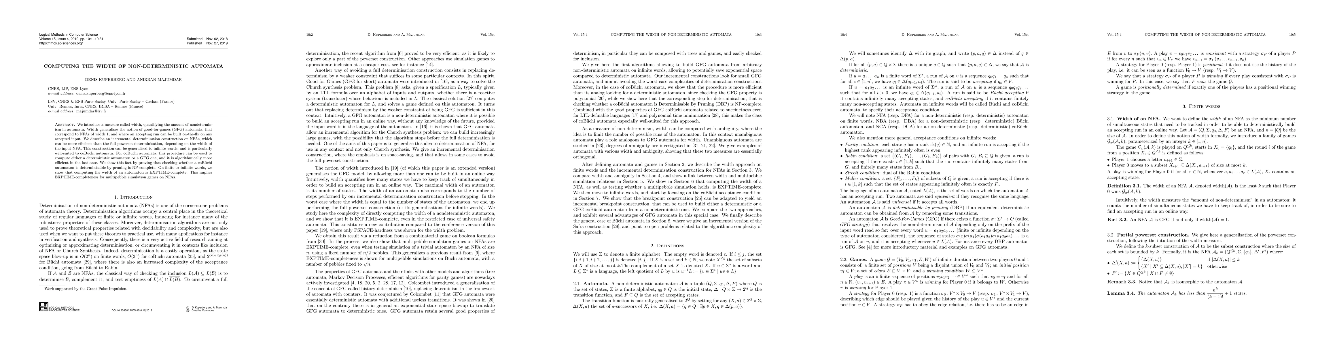 Thumbnail for Computing the Width of Non-deterministic Automata